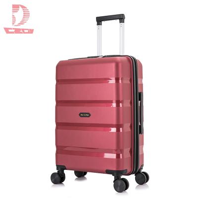 China Aluminum PP Material Travel Bag Combination Lock Spinner Rolls Trolley Suitcase Luggage for sale