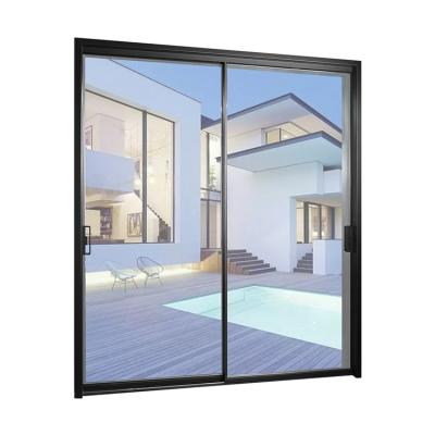 China Heat Insulation Alucasa Commercial Sliding Glass Double Doors, Aluminum Sliding Slim Door For Home for sale