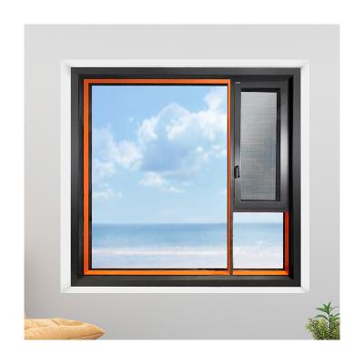 China Alucasa Panoramic Door Windows Aluminum Screen Brown Full Folding Glass Casement Window for sale