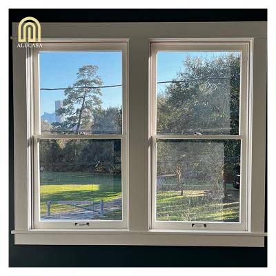 China Magnetic Thermal Break Aluminum Vertical Sliding Double Hung Windows Screen In House Window Grille Design In American for sale