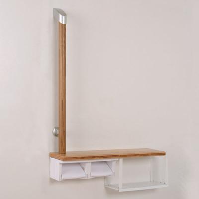 China Modern Multifunctional Wall Mount Pull Up Wooden Grab Bar Shelf With Paper Holder for sale