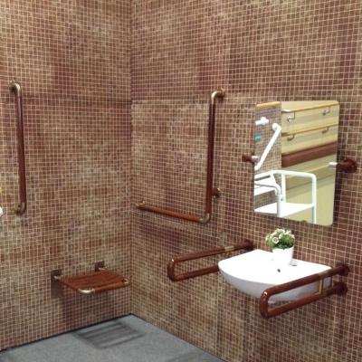 China Modern Wood Color Wall Mount Nylon Folding Shower Seat For Disabled for sale