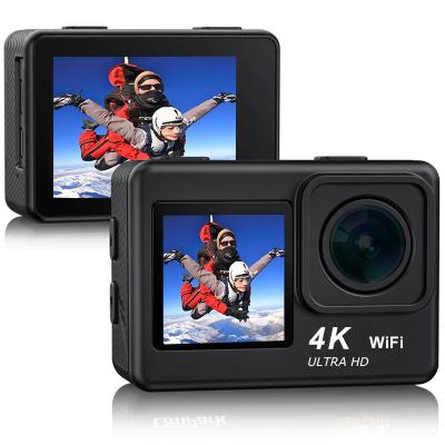 China 16M/12M/10M/8M/5M Touch Screen 4K 60FPS WiFi 100ft Waterproof Sports Action Camera with EIS and Helmet Accessories Bundle Dual Screen for sale