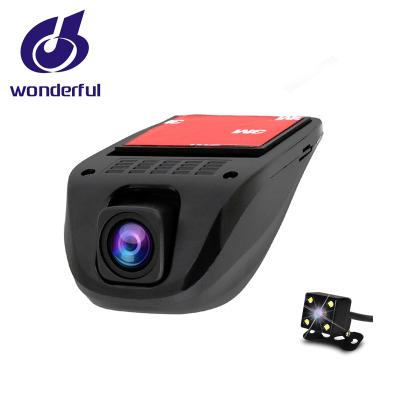 China NTK 96658 Dual CPU 1080P Lens WIFI Car Recording DVR All Black Mini Dash Camera Hidden TF-Card for sale