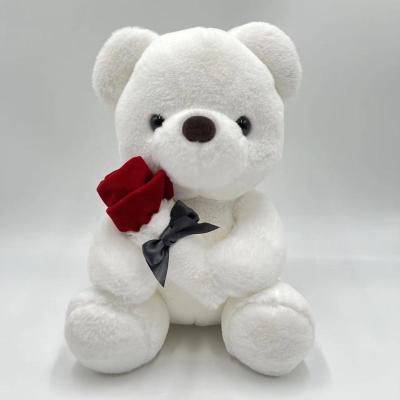 China Sing To The White Teddy Bear Doll Plush Toy Valentine's Day Gift Lovely Rose Bear Talk Dance Animal Toy for sale