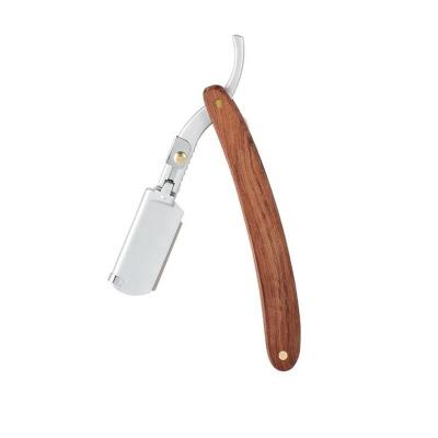 China Single Blade Rangale Straight Edge Razor - Natural Wood Handle, Men's Manual Razor, Barber Shaving Beard Care for sale