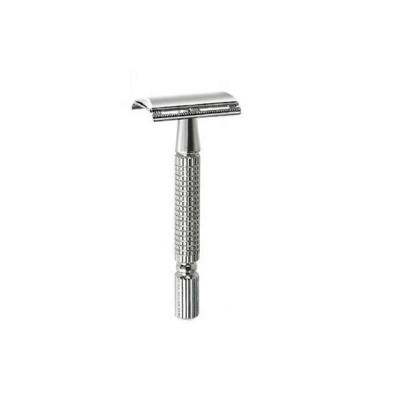 China Single Blade Double Edge Safety Razor, Manual Razor Beard Shaving Razor, Silver With Built-in Carry Case Mirror for sale