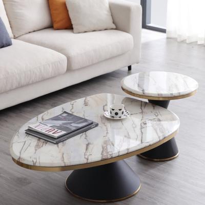 China Italian Oval Marble Coffee Table (The Other) Modern Minimalist Creative Metal Rock Slab Adjustable Light Stainless Steel Adjustable for sale