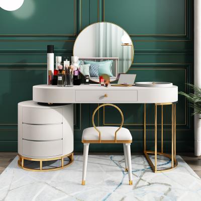 China European Extendable Makeup Table Bedroom Dressing Table With Mirror And Modern Stool Storage Dresser for sale