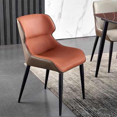 China Italian Minimalist Dining Chair Home Style Modern Light Luxury Leather Nordic Minimalist Light Luxury Wrought Iron for sale