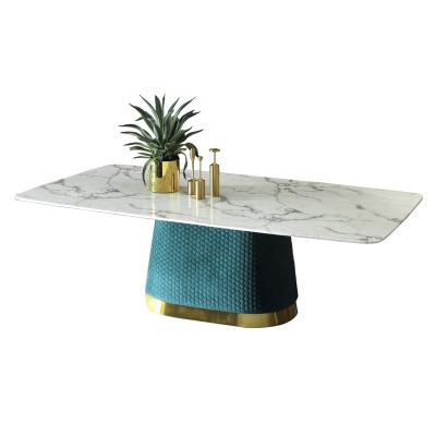 China Simple Modern Hong Kong Style Extendable Dining Table Modern Fabric Hong Marble Dining Table Can Be Customized Slate Countertops for sale