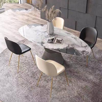 China Nordic Modern Special Shaped Italian Minimalist Light Luxury Rock Slab Living Room Home Dining Table And Chair Combination for sale