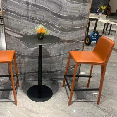 China Cooling Personality Italian Minimalist Modern Saddle Coffee Bar Stool Barstool Leather High Hotel Bar Dining Chair for sale