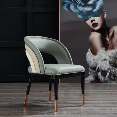 China Luxury Hotel Bargaining Light Leather Chair Leather Chair Nordic Modern Solid Wood Dining Chair for sale