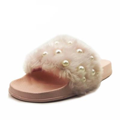 China Fashion Trend Greatshoe Women Faux Fur Indoor Sandals Slides Furry Custom Ladies Faux Fur Slippers Logo Slides Slippers for sale