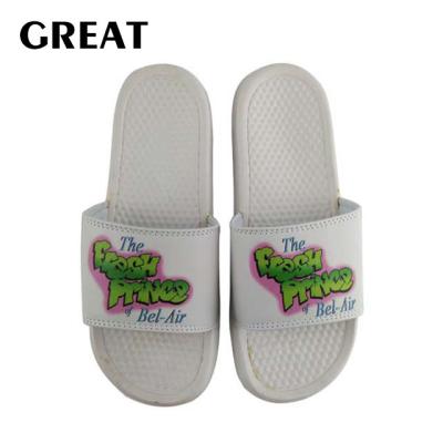 China OEM Fashion Lightweight PVC Slippers, Custom Logo Low MOQ PU Slide Shoes Unisex Sandals for sale