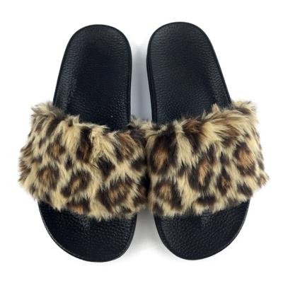 China Fashion Trend Greatshoe Adult Fox Fur Sandals Slides Print Faux Slider Hairy Ladies Fur Slippers Women Indoor Slides for sale