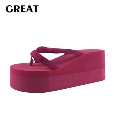 China Greatshoe Lightweight Custom High Platform Flip Flops , Designed Slippers For Women for sale