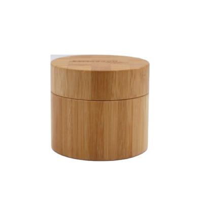 China 30g 50g face cream jar cosmetic bamboo lid bamboo cosmetic jar bamboo cosmetic jar with glass interior for sale