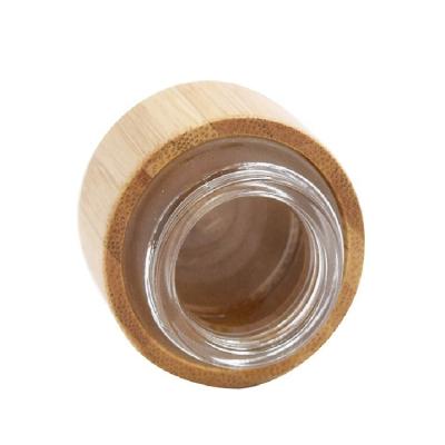 China 30g 50g high quality bamboo cosmetic jar skin care cosmetic cream jar with glass inner and bamboo lid for sale