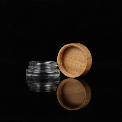 China Wholesale 5g Cosmetic Empty Round Skin Care Products Container Bamboo Glass Frosted Jar Eye Cream Jar With Bamboo Cap for sale