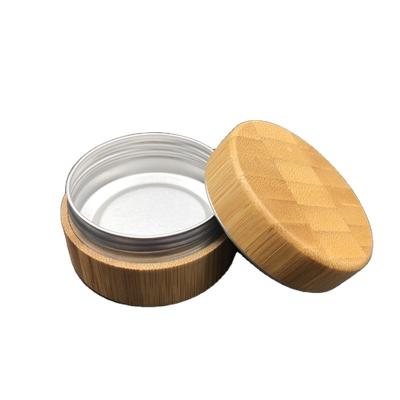 China 30g 50g Face Cream Cosmetic Single Aluminum Jar With Lid Bamboo Cosmetic Cream Jars Bamboo Packaging for sale