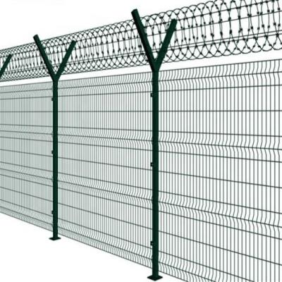 China Easily Assembled Airport Fence With Y-Shaped Barbed Wire Barbed Post High Security Barrier Airport Fence With Razor Wire for sale