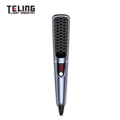 China New Safety LED Professional Portable Multifunctional Electric Beard Comb PTC Hair Straightener Brush for sale