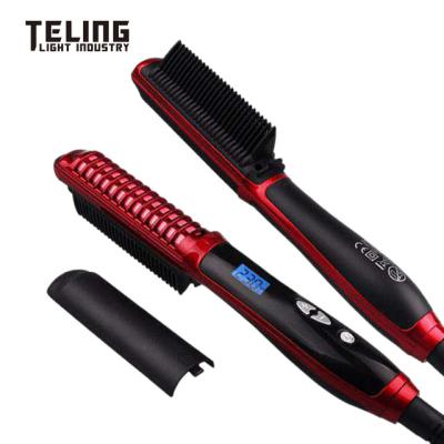 China Outdoor Electric LCD Hair Straightener Comb Fast Ceramic Hair Styling Brush for sale