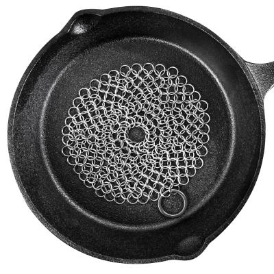 China Stocked Stainless Steel Cleaner Chain Chainmail Scrubber For Cast Iron Pans Cookware for sale