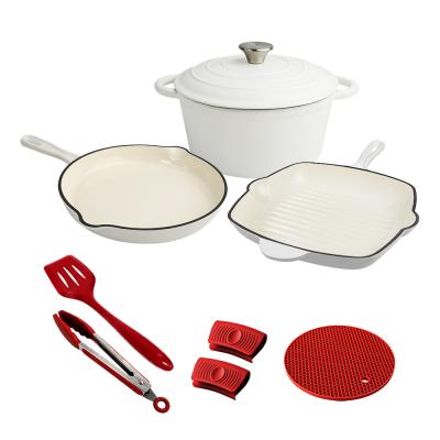 China LOW MOQ Sustainable Nonstick Cookware Set Cast Iron Soup And Stock Pots for sale