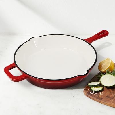 China Sustainable Enamel Coated Cast Iron Cookware Fry Pan Non-Stick Small Cast Iron Skillets for sale