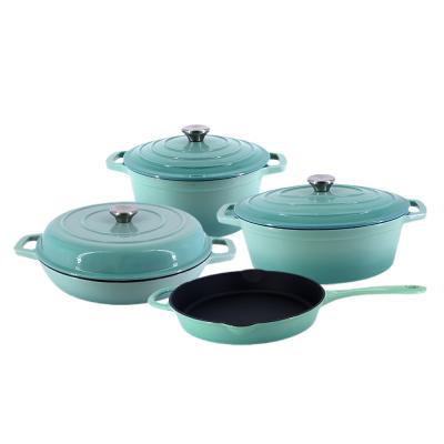 China Low MOQ Wholesale Enamel Cookware Jar Enamel Cookware Sets Viable Custom for sale