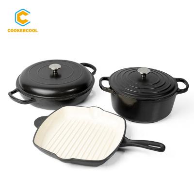 China Cast Iron Kitchen Cookercool Sustainable Luxury Non Stick Enamel Cookware Pots Sets for sale