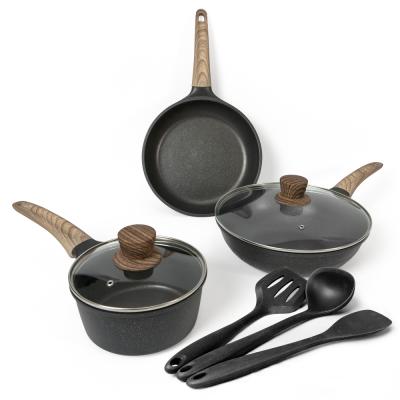 China Viable High Quality Black Iron Cast Aluminum Nonstick Cookware Set for sale