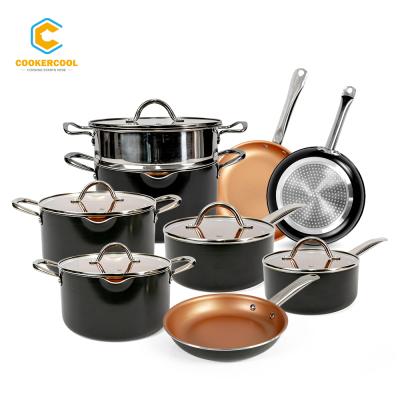 China Cookercool Amazon Sustainable Hot Selling Cookware Sets Aluminum Non Stick Cooking Sets for sale