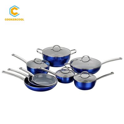 China Viable Cookercool 13 Picecs Hot Selling Pots and Pans Aluminum Cookware Non-Stick Coating Liner Sets for sale