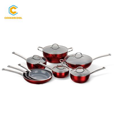 China Cookercool Viable Kitchen Cooking Ware Manufacturer Set 13 Pcs Non Stick Liner Aluminum Cookware Sets for sale