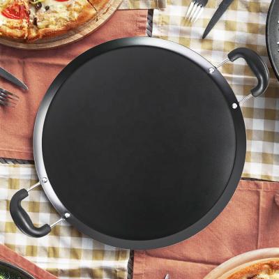 China Amazon Sell Gas Non Stocked Hot Melt Stick Pizza Pan Tray With Handle for sale