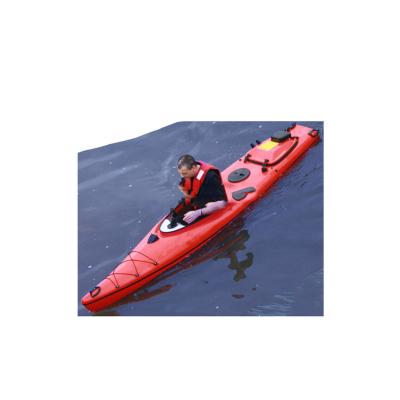 China Factory Wholesale Price Fiberglass Canoe Sit In Single Sea Kayak With Rotomolded Plastic for sale