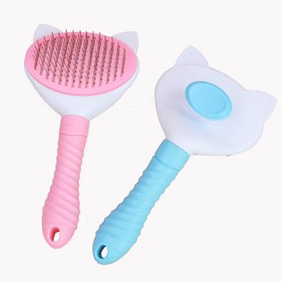 China New Cat Ears Pet Supplies Self-cleaning Pet Comb Hair Removal Viable Needle Comb and Open Knot Cat Comb for sale