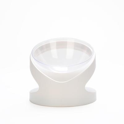 China Wholesale Slant Non-slip Simple Viable Transparent Pet Bowl Dog Cat Cat Bowl Bowl Mouth Guard Bowl Large Pet Supplies for sale