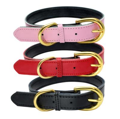 China Factory Wholesale Eco-friendly Luxury Solid Custom Colorful Genuine Leather Dog Collar for sale