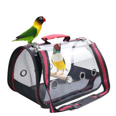 China Viable Small Pet Supplies Large Outing Wooden Bag Parrot Stick Holder Transparent Pet Carrying Case Small Bird Cage for sale