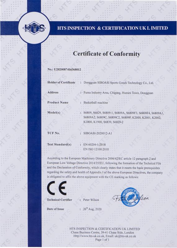 CE - Dongguan Siboasi Sports Goods Technology Co., Ltd.