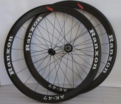 China Black 47mm Tubular Carbon Fiber Road Bike Wheels 700c Front / Rear Wheel for sale