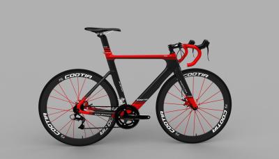 China Custom Red 46cm Carbon Bicycle Frame And Fork For Road Racing for sale