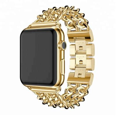 China Fashion Link Stainless Steel Watch Band Feeling Strap With Butterfly Buckle For Apple Watch for sale