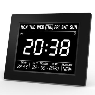 China Calendars New Product Black Digital Alarm Clock With Temperature And Humidity Display for sale