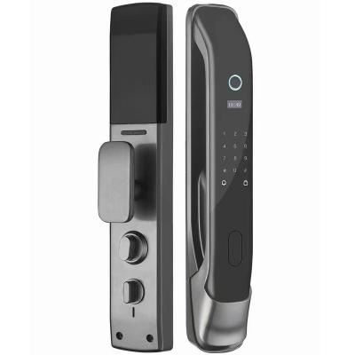 China Aluminium Alloy Hot Sale 3D Face ID Fingerprint Card Palm Face Recognition Scanner Smart Door Lock with Camera for sale